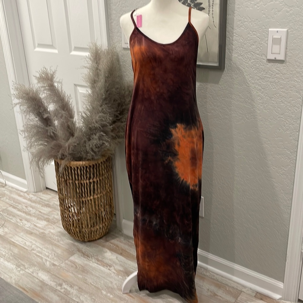 Spaghetti strap tie dye dress